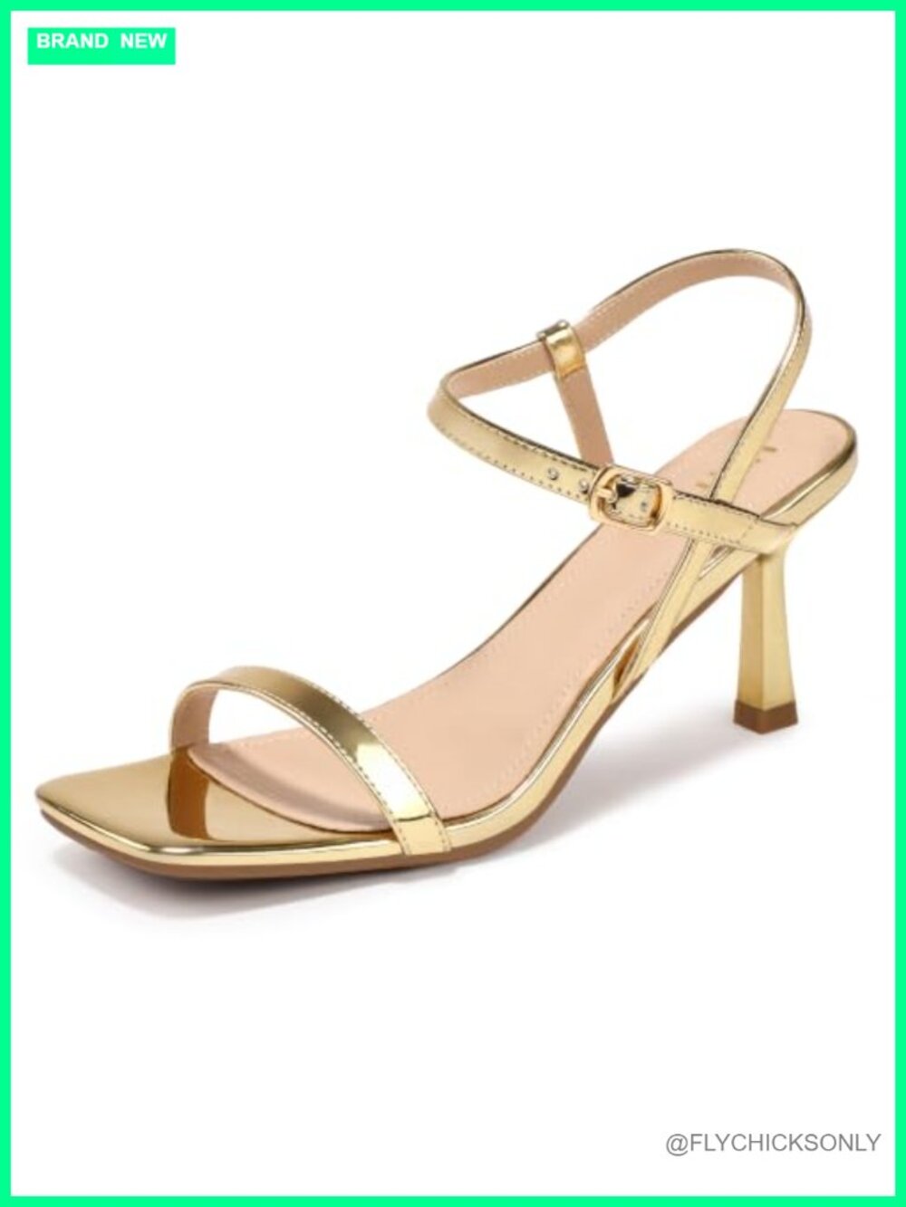 Kitten Heel Sandals Square Open Toe Ankle Strap Dress Shoes